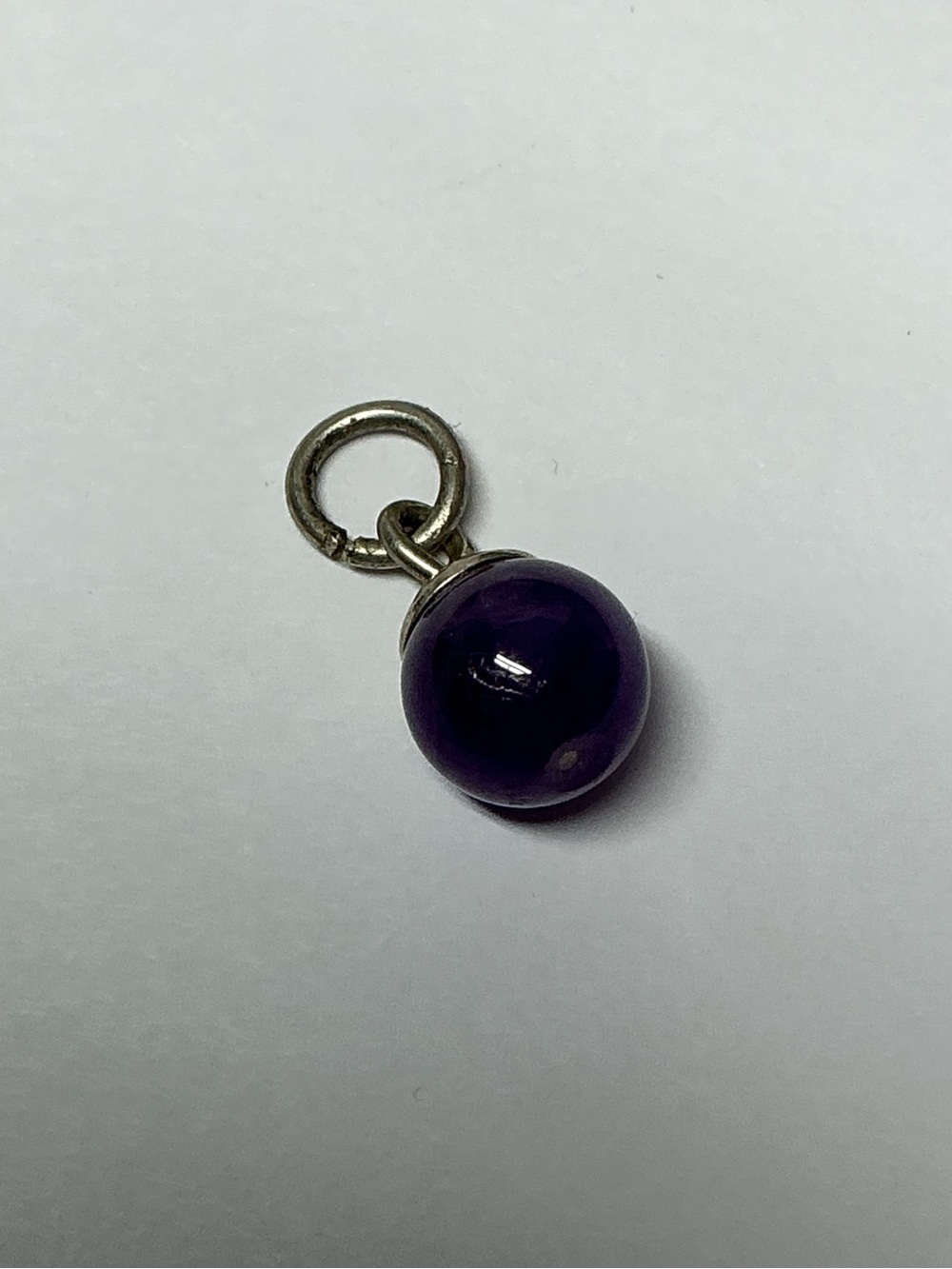 Sterling Silver minimalist Purple Glass Ball Charm Pendant - Women Jewelry